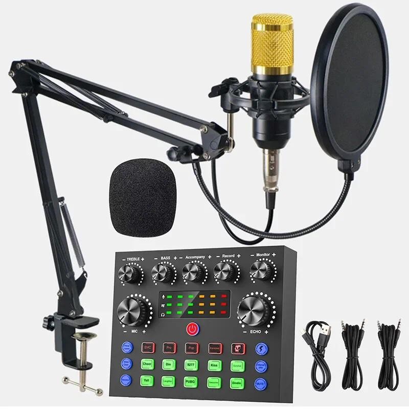 V8s Live Broadcast Sound Card Set Microphone For Mobile Computer Karaoke Full Set Equipment Fast Del