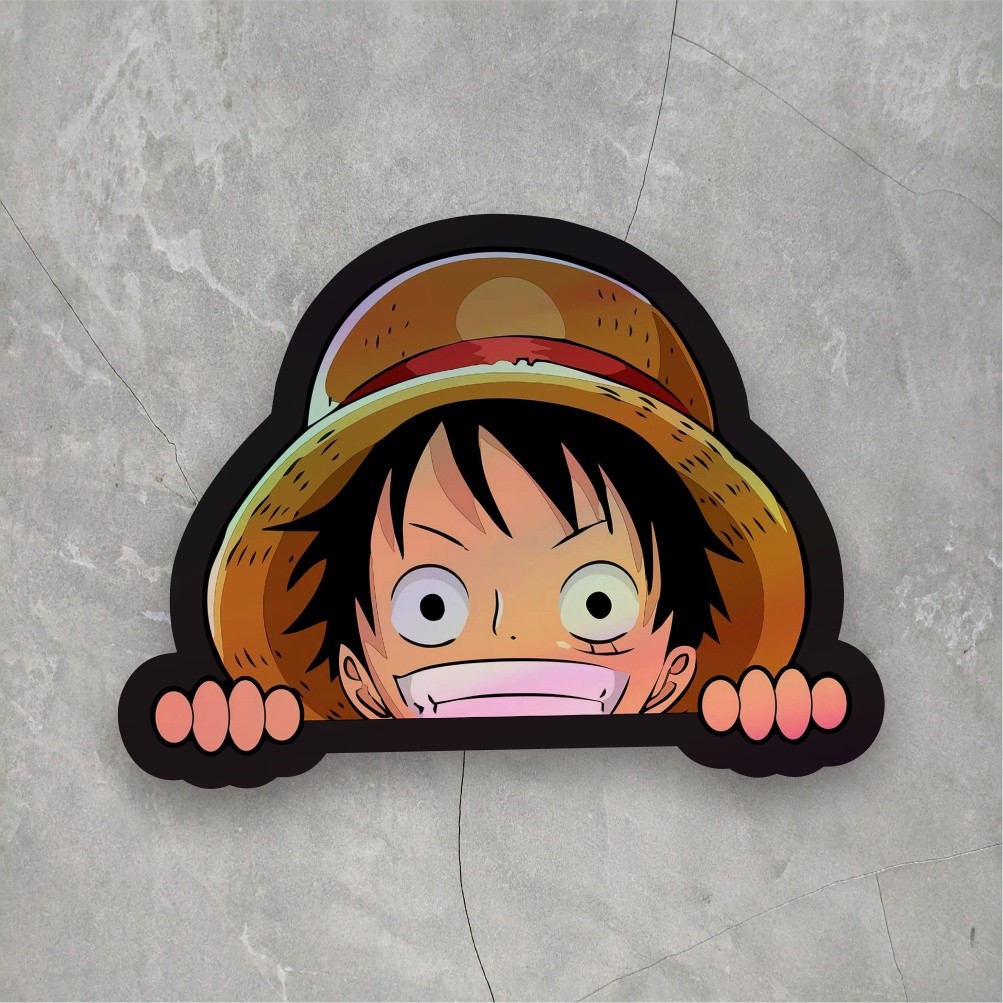 Sticker Anime Hologram Luffy One Piece Sticker Aksesoris case hp & Laptop ukuran 7 cm
