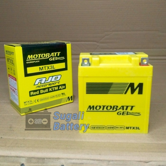 Aki Yamaha RX King RX Spesial Accu Kering Motobatt MTX3L Gel 12v 3Ah