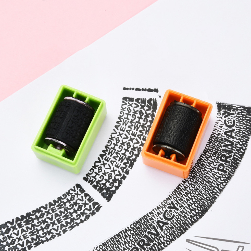 

2Pcs Privacy Smear Confidentiality Stamp Identification Seal Sensitive Information Masking Seal Portable Self-Inking Identity