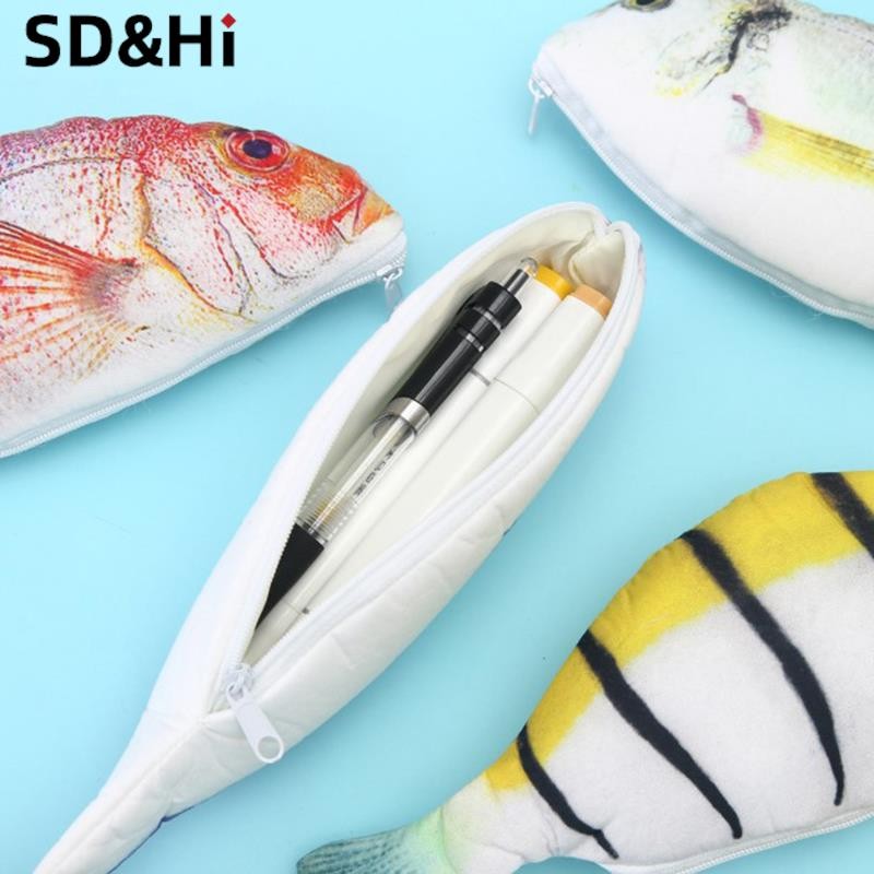 

1PC Fun Creative Fish Pencil Box Large Capacity Upgrades Pen Case School Gift Pen Bag School Supplies