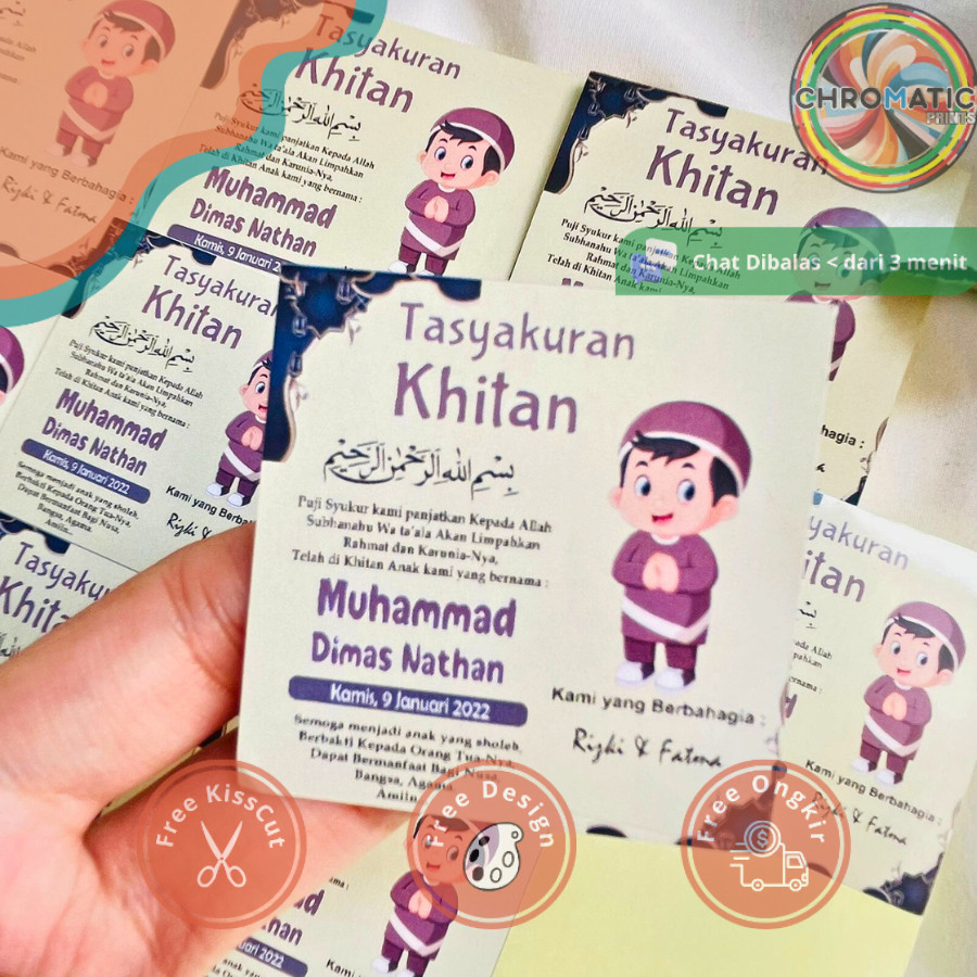 

chromatic 7-11 Stiker Tasyakuran Walimatul Khitan anak kotak Murah Tempel Box Nasi Tinggal Tempel