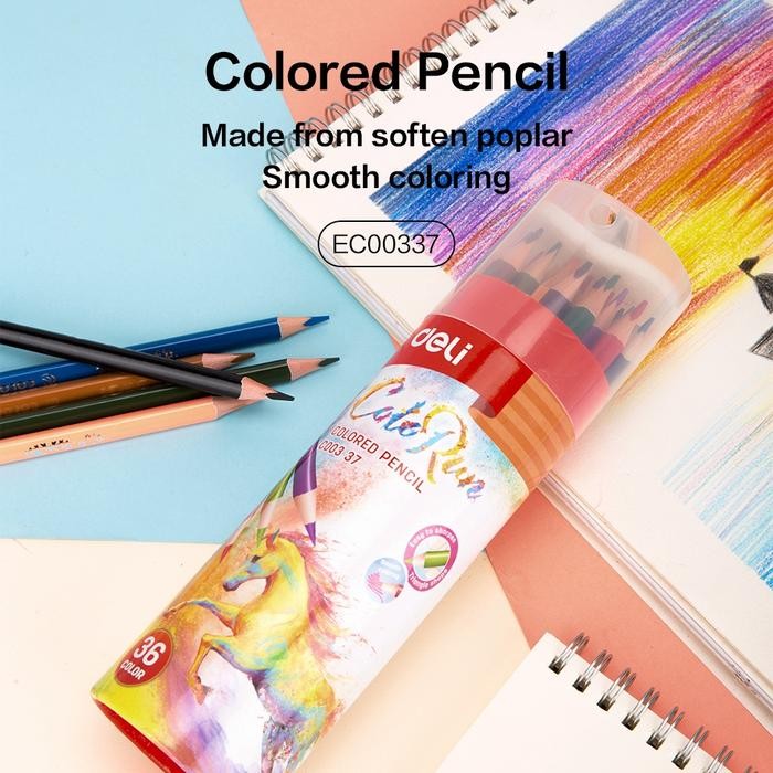 

best -Deli Pensil Warna 36 Warna dengan Rautan Pensil pada box untuk penajaman yang aman EC00337 Stationery - Spesifikasi