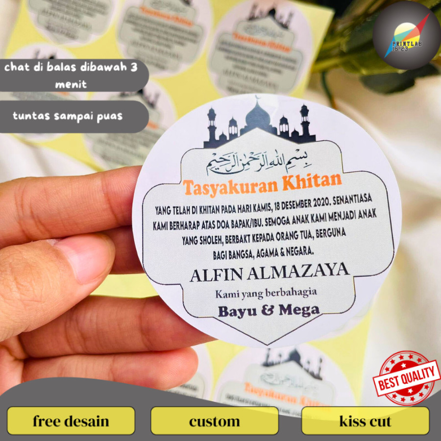 

PrintLab 7-11 STIKER TASYAKURAN KHITAN / SYUKURAN KHITAN / WALIMATUL KHITAN