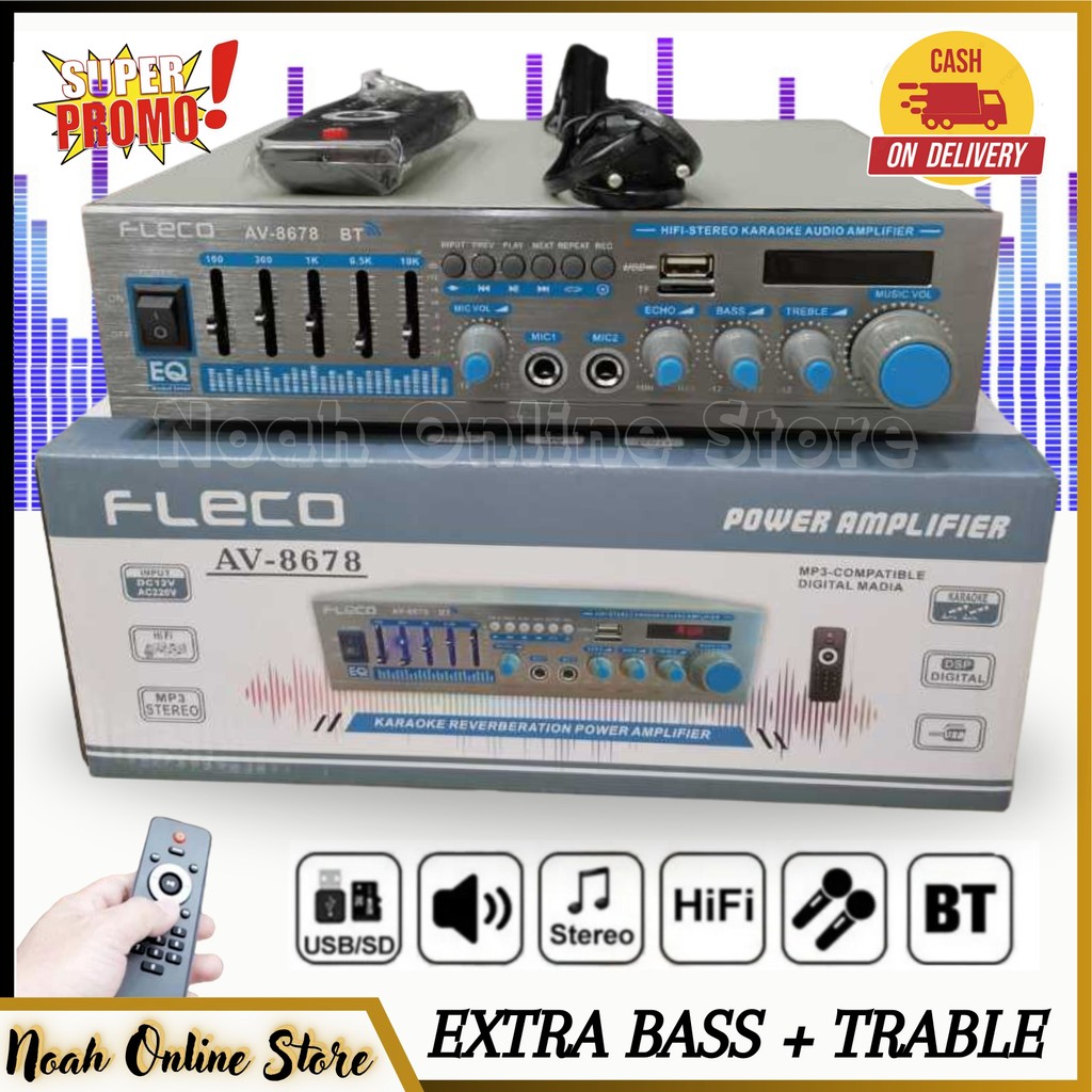 Amplifier Bluetooth Sunbuck Audio Fleco AV-8678 BT BISA BASS + TREBEL + BLUETOOTH + ECHO + AMPLI MOB