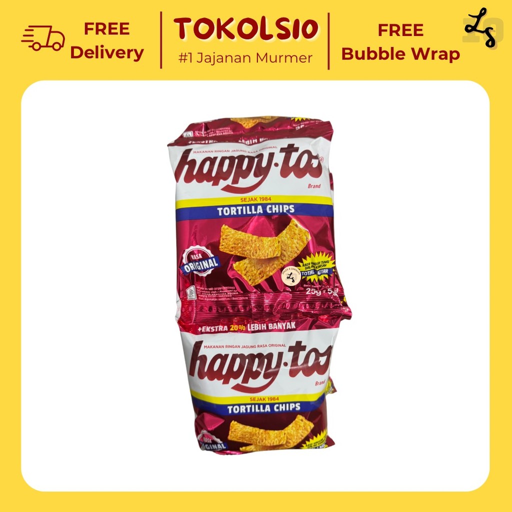 

Happy Tos Tortilla Chips Original 1 Renceng isi 10 pcs 25gr