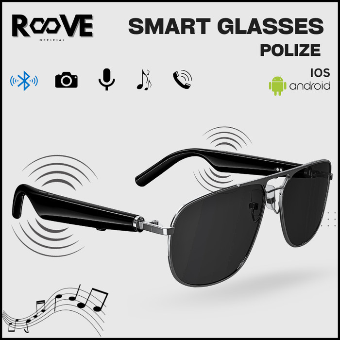 ELAVO G1 Kacamata Pintar Smart Sun Glasses Earphone Headset Bluetooth Anti UV Stereo Speaker Touch W