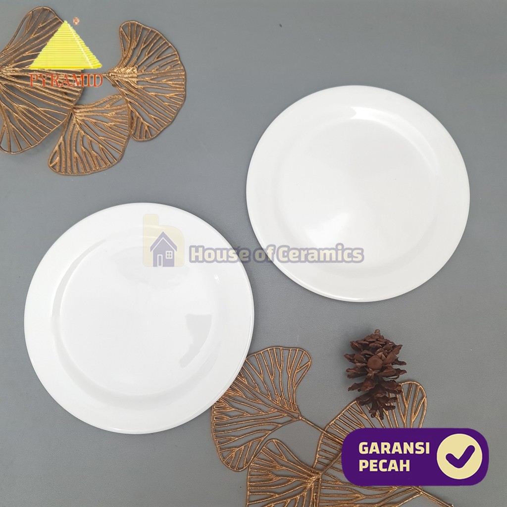 PYRAMID Piring Keramik Putih Ceper 7 Inch Piring Saji Ceper Keramik Cantik Aesthetic Polos Simple