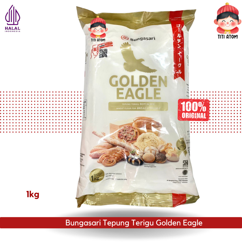 

Bungasari Tepung Terigu Wheat Flour Bahan Roti Mie Golden Eagle 1kg