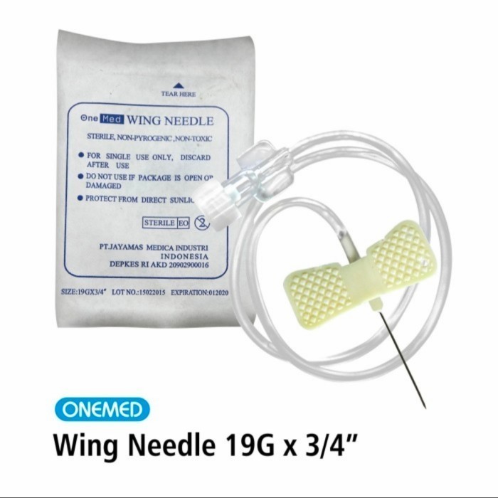 Wing Needle 19G Jarum Infus Infusion Set Kupu 19 G Sterile Onemed