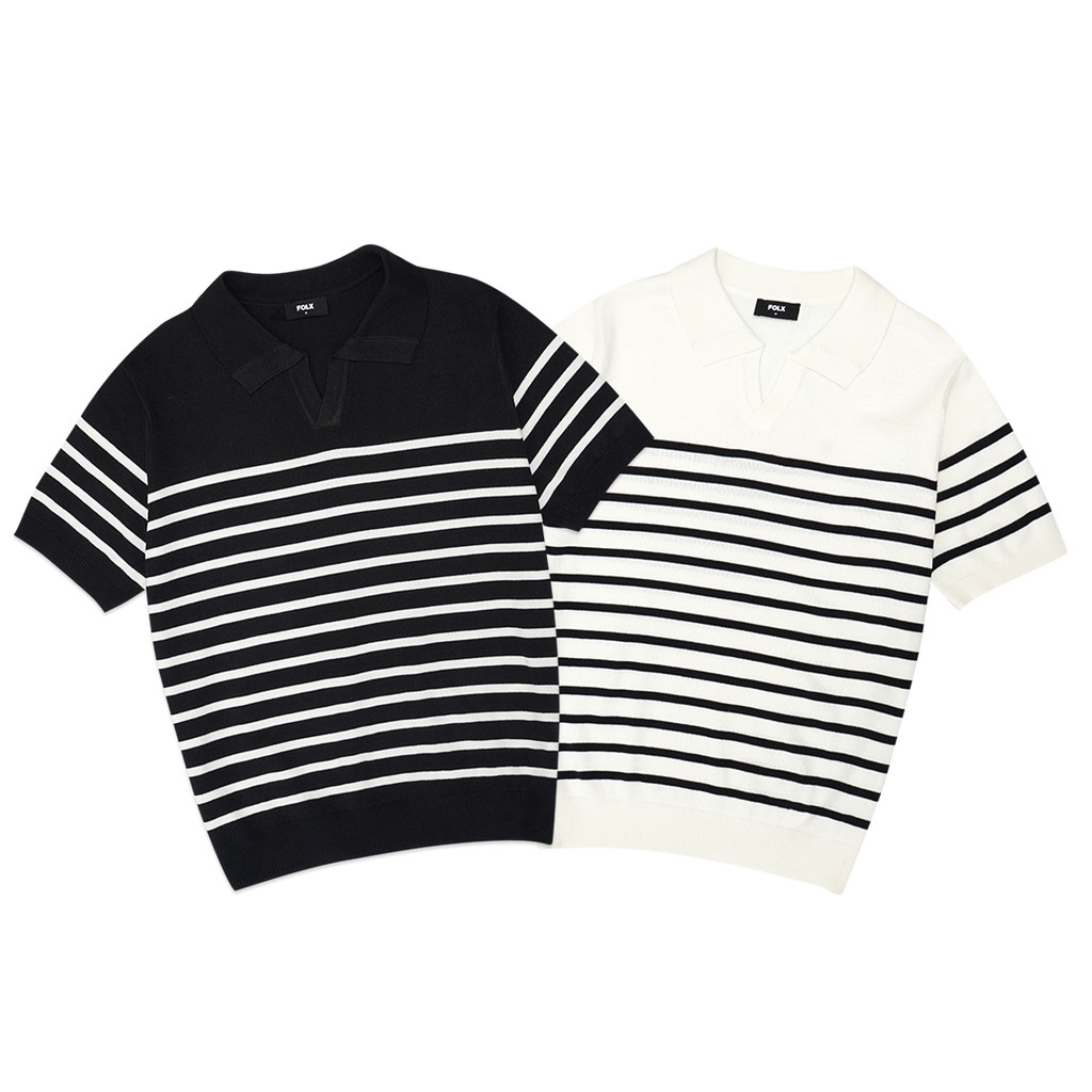 FOLX Stripes Knit Polo Shirt