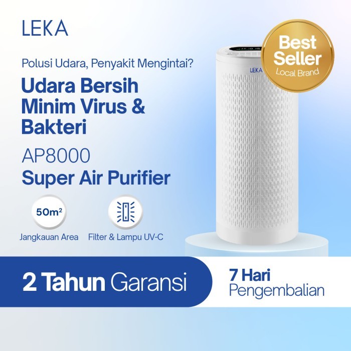 LEKA AP8000 Super Air Purifier - HEPA13 Filter UVC Ion Negatif HEPA UV - 1 Unit AP8000