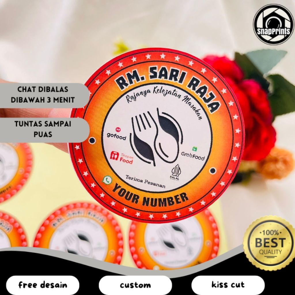 

SP 2-4 Sticker Warung Nasi Warnas Label Logo Rumah Makan Stiker Restoran Box Dus Free Desain