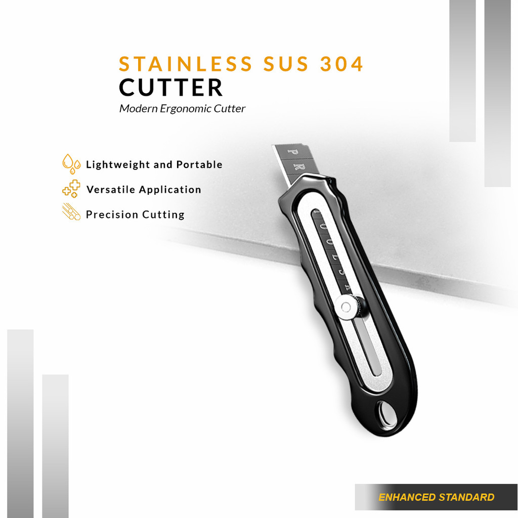 

Pisau Cutter Multifungsi Gagang Besi Cover Karet Stainless Steel