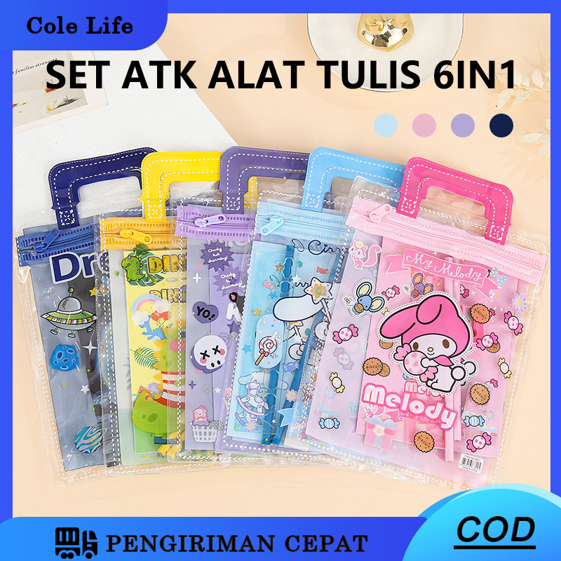 

Alat Tulis Satu Set 6 In 1 SET/ Stationary Sekolah Karakter Kartun Murah Lucu Pouch Hadiah Anak