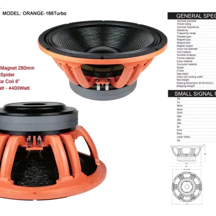 Speaker Ashley 18 inch Orange 186 Turbo Coil 6 inch Doubel Magnet