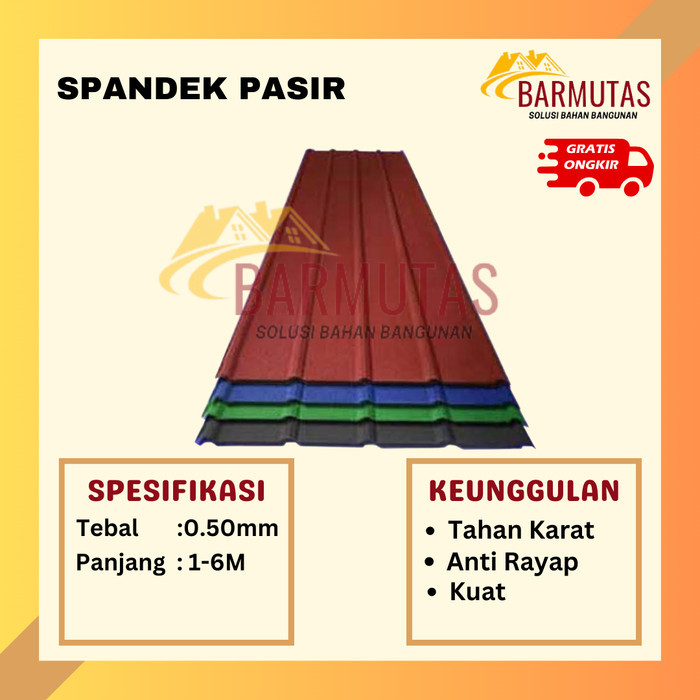 AU Barmutas - Pabrik Spandek / Spandeck Pasir 0.50 MM Full - Hitam, 1 Meter