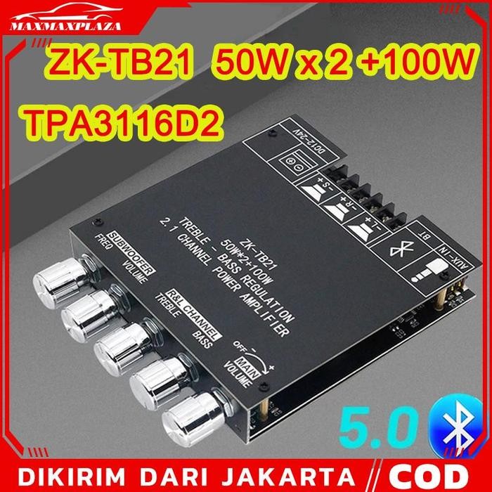 ZK-TB21 TPA3116D2 Bluetooth 5.0 Penguat Subwoofer Papan 50WX2 + 100W 2.1 Channel Power Audio Penguat