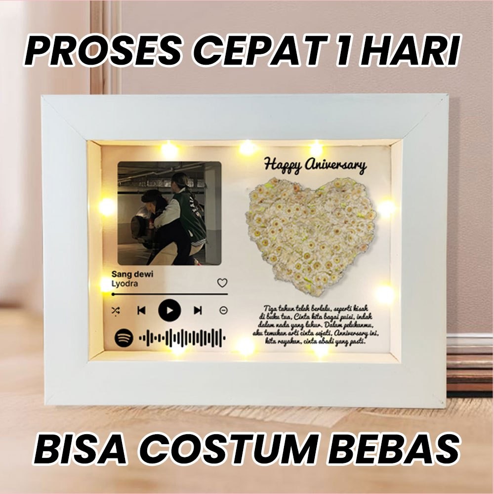 Kado Ulang Tahun Cewek Cowok Hadiah Wisuda Bingkai Foto Flower Frame 3D