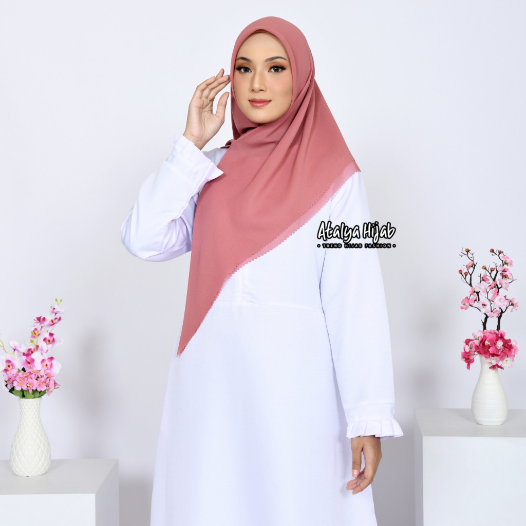 Jilbab Instan Bella Zipper New Double Chiffon Variasi Zipper Mutiara / Segiempat Instan