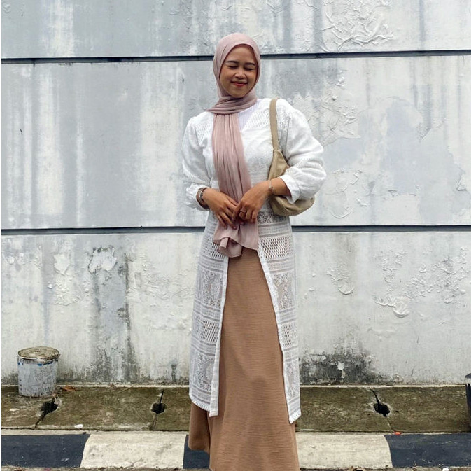 KAIN ADEM / Delica Tunik Outer Lace Tunik Lace Brukat Kondangan Tunik Cardigan Panjang Wanita