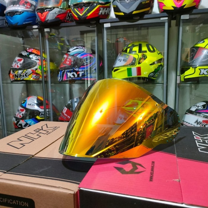 VISOR NHK R1 MAX DAN ELITE IRIDIUM NORISK HELM OPEN FACE - red gold, All Size