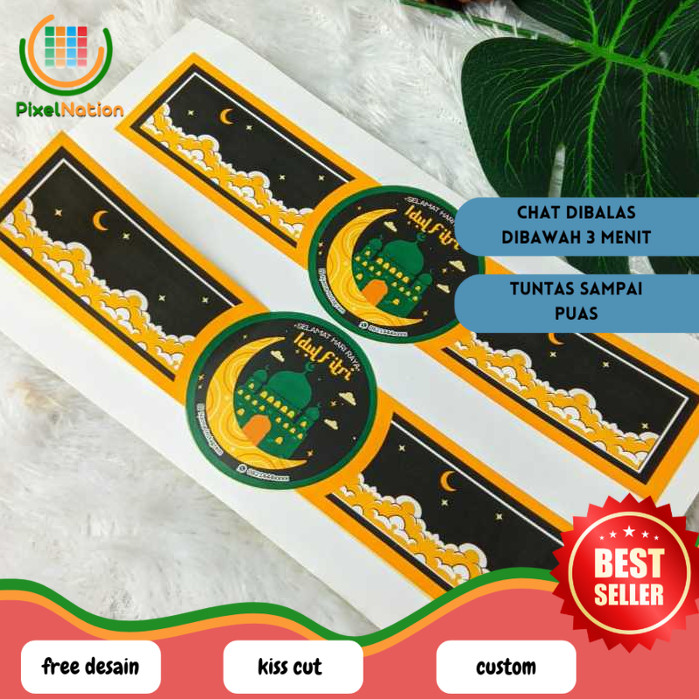 

PiNat Cetak Sticker Segel Bentuk Jam Tangan Idul Fitri Stiker Label Lebaran Ramadhan Custom