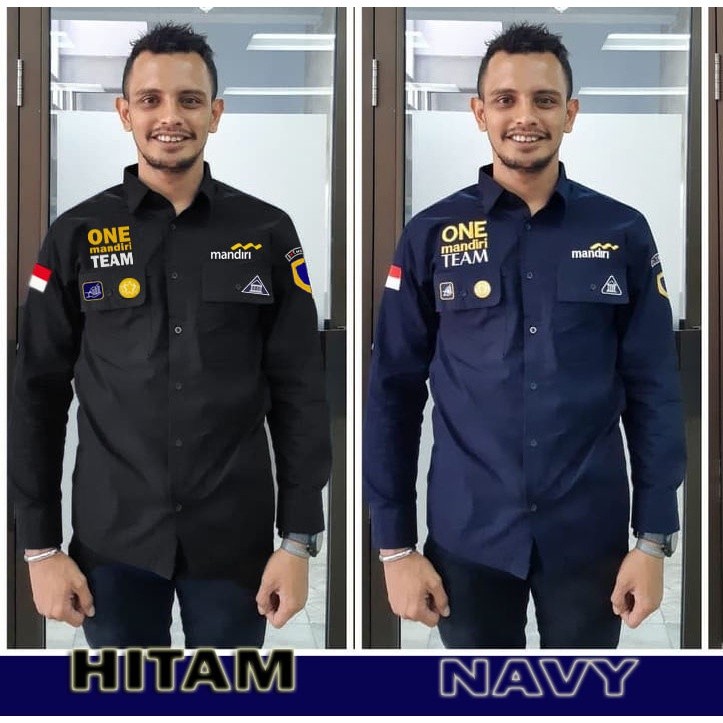 BAHAN PREMIUM / KEMEJA MANDIRI | PDL BANK MANDIRI PRIA WANITA | BAJU SERAGAM ONE MANDIRI TEAM BORDIR
