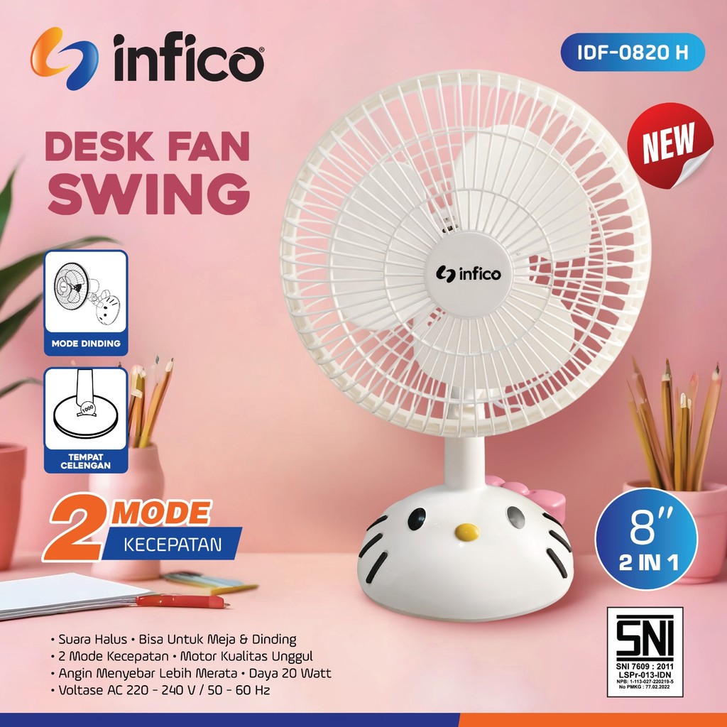 Kipas Angin Karakter 8 Inch INFICO Kipas Angin Meja Mini Karakter Lucu