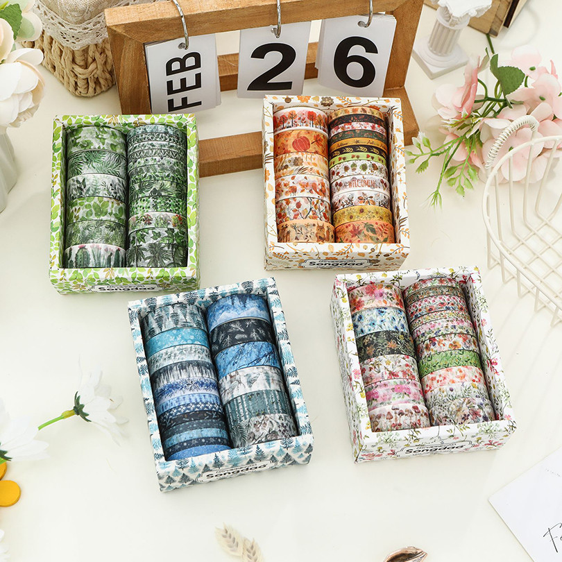 

18Pcs Four Seasons Washi Tape Scrapbooking Supplies Washitape Flowers Diary Decoration Cinta Adhesiva Decorativa Washi Tapes