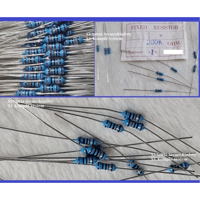 Biru MF 200K ohm 200kilo Resistor R 1/4 W watt Metal Film 200Kohm
