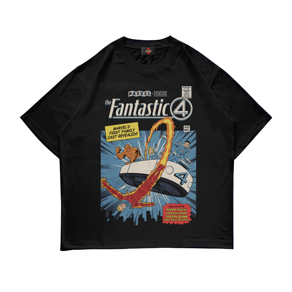 Kaos Hitam Bahan Nyaman, Desain The Fantastic 4 Marvel Studios, Gambar Komik - Style Keren, Model Tr