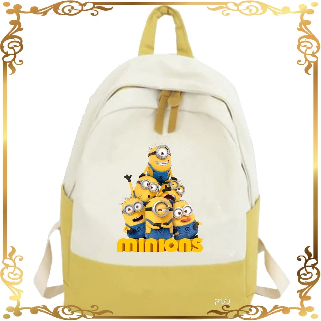 KHAFA Terbaru Tas Sekolah Anak Perempuan Laki Laki SMP SMA Kuliah Ransel Original Backpack Minion Fa