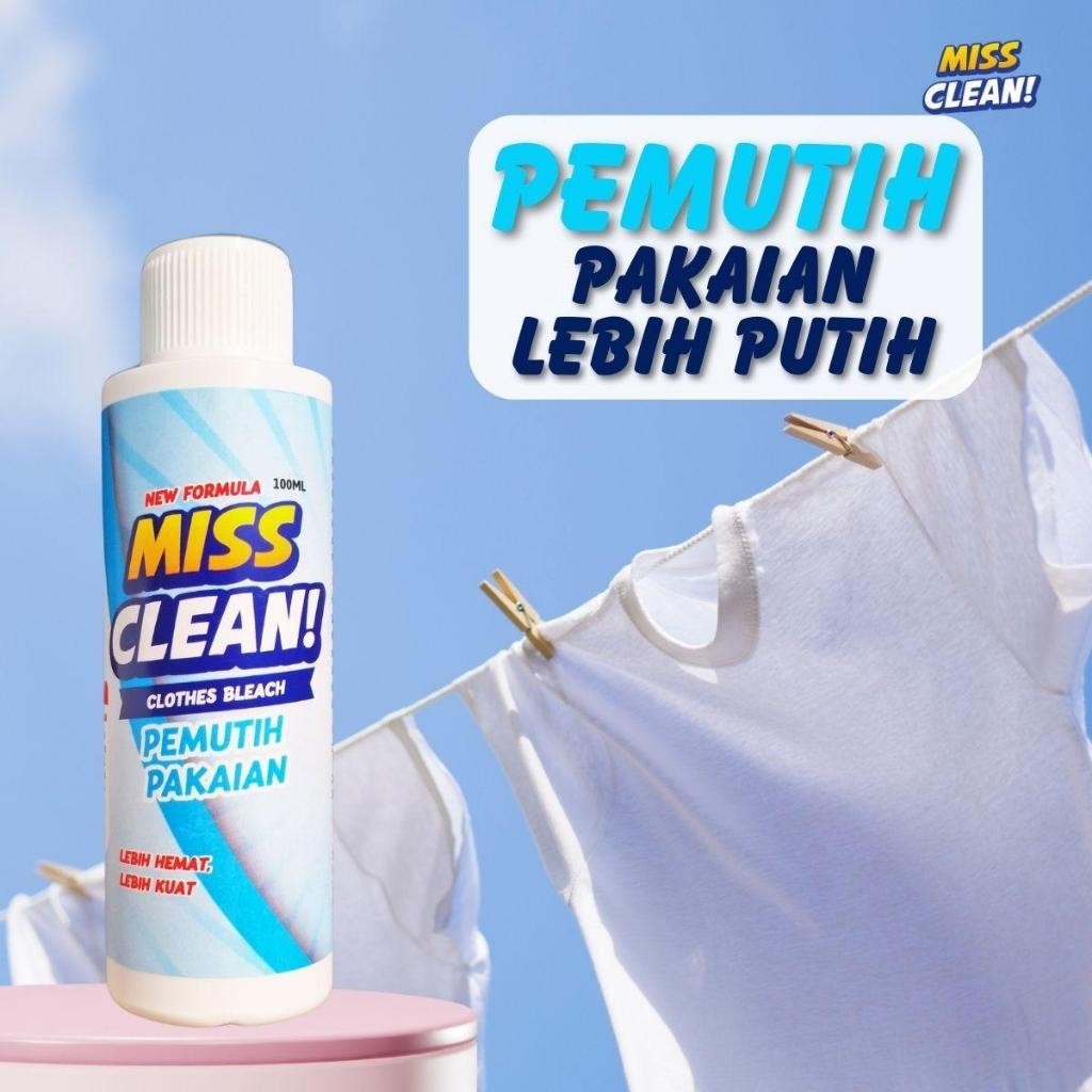 Pemutih Pakaian Putih Bersih Miss Clean Kemeja Kaos Polos Celana Peci Kain Pendek Panjang Ampuh