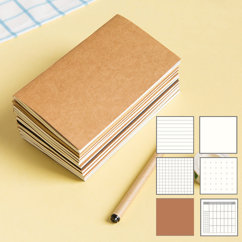 

64 Pages Kraft Paper Notebook Lined Blank Dot Grid Daily Weekly Monthly Planner Writing Pads Journal Traveler’s Notebook Refills