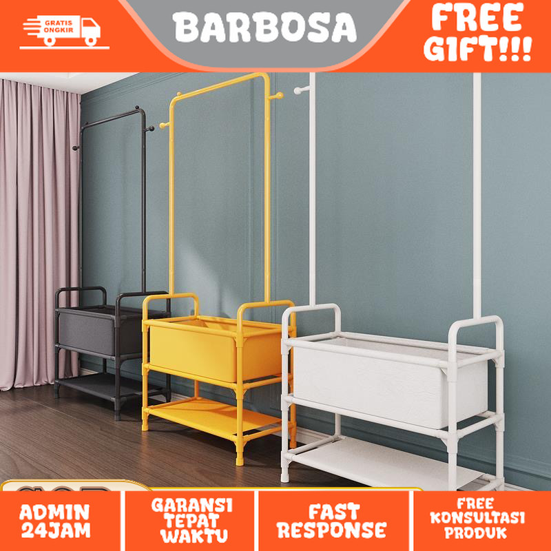 Rak Gantungan Baju Berdiri 3 Susun Rak Penyimpanan Pakaian Berdiri Tempat Tas/Topi Rak Kamar Mandi