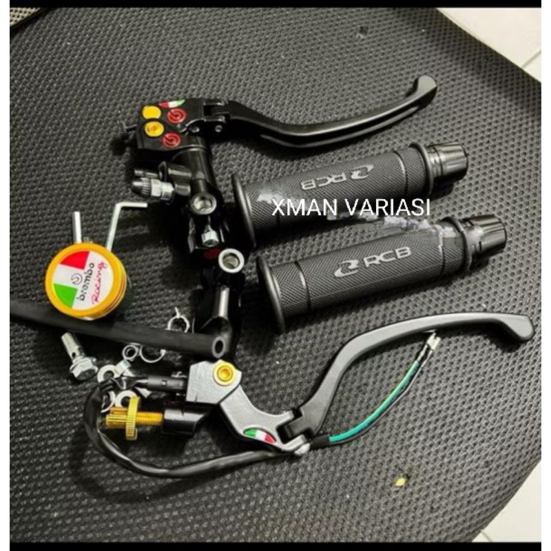 PAKET MASTER REM MODEL IZUMI ORIGINAL 100% + HANDGRIP RCB HG55 ORIGINAL 100% + JALU STANG FULL CNC U