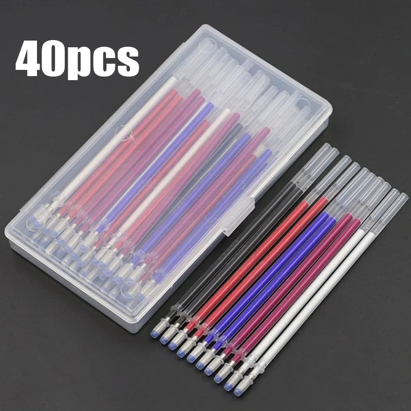 

40pcs Tinta+ 1 Case Heat Erasable Pen Pulpen Heat Erasable Pen Pola Panas Pen Penanda Kain