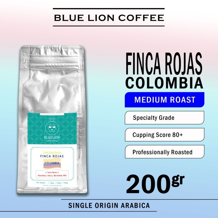 

Blue Lion Coffee Colombia Finca Rojas 200 gram Kopi Arabica - BIJI
