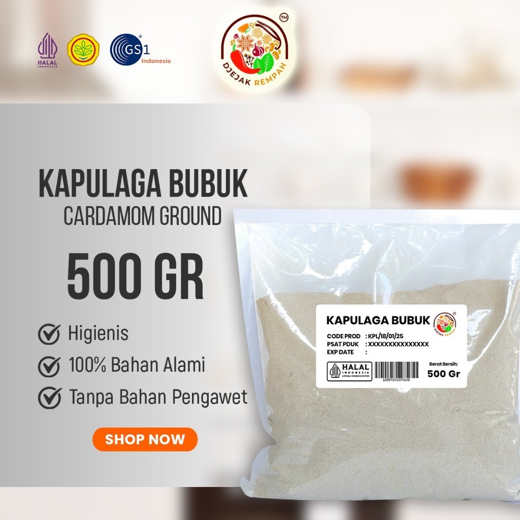 

Kapulaga Putih Bubuk/White Cardamom Powder (Kemasan 250 Gr - 500 Gr)