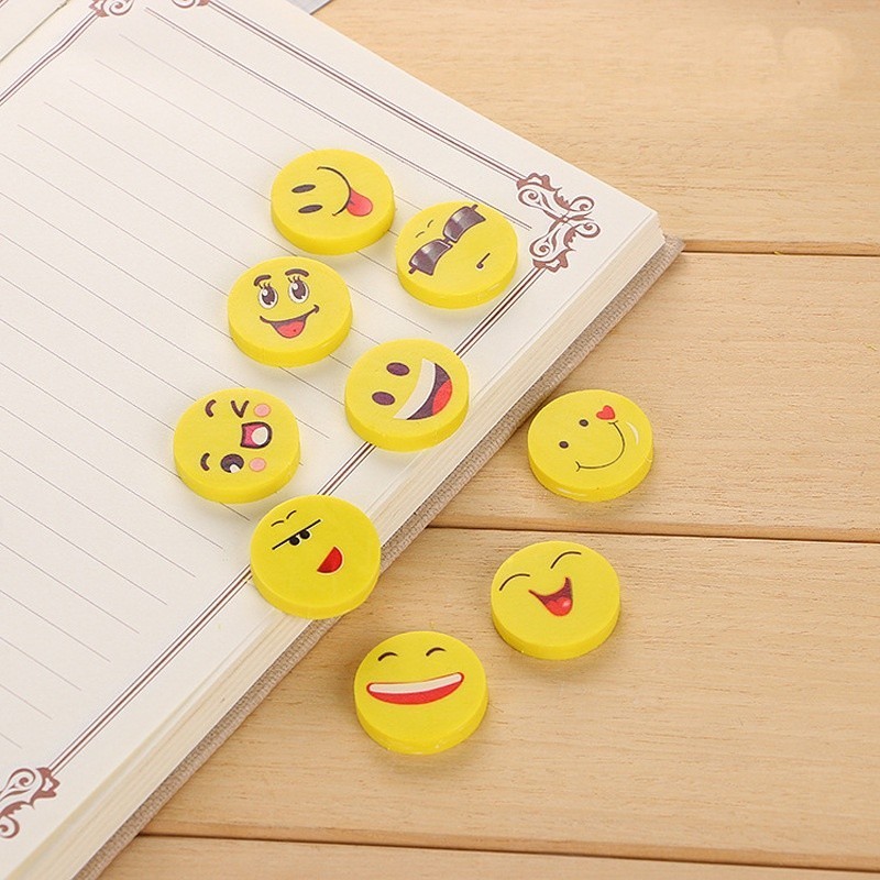 

Penghapus Pensil Karakter Emoji Smile Bulat Lucu Set 4pcs .. 883