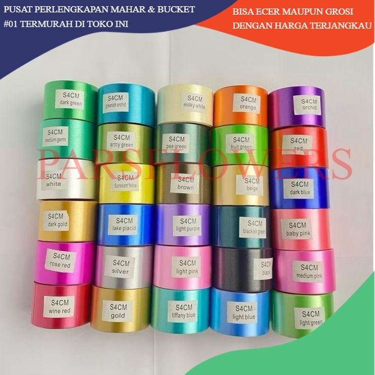 

PARSFLOWERS Pita Kado Plastik POLOS 4cm Pita Jepang Kertas 14 Meter Dekorasi Pita Satin 4cm Jepang 14 Meter Dekorasi