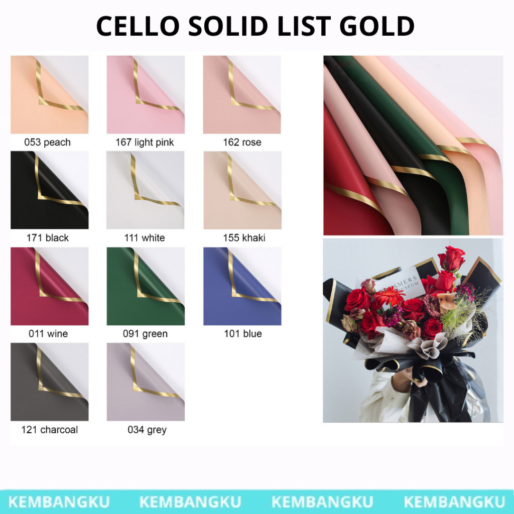 

(PACK) Kertas Buket Cellophane SOLID GOLD FRAME