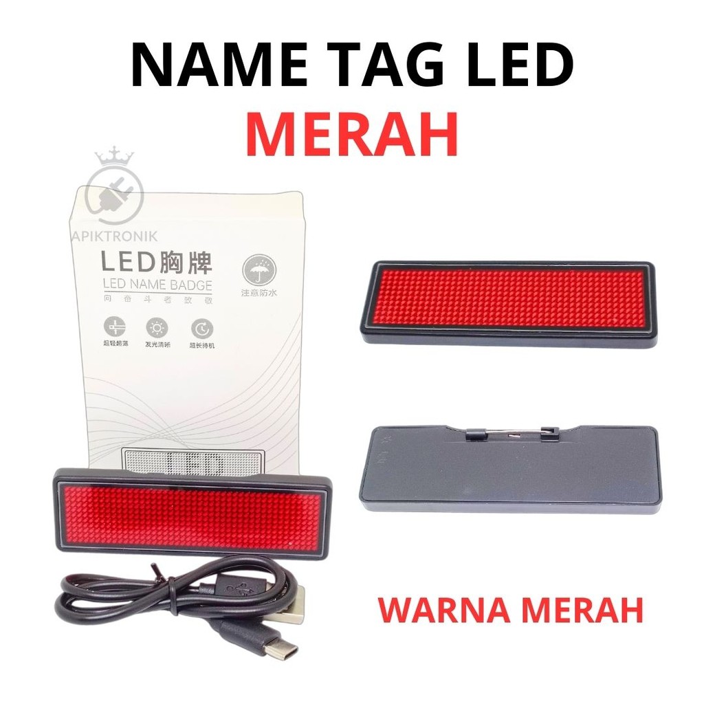 Name Tag LED Merah Biru Variasi – Papan Nama LED Tulisan Berjalan