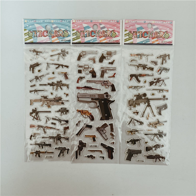 

6pcs Pistol Gun Stickers Toys for Children on Scrapbook Laptop Notebook Boys DIY Sniper Rifle Handgun Sticker