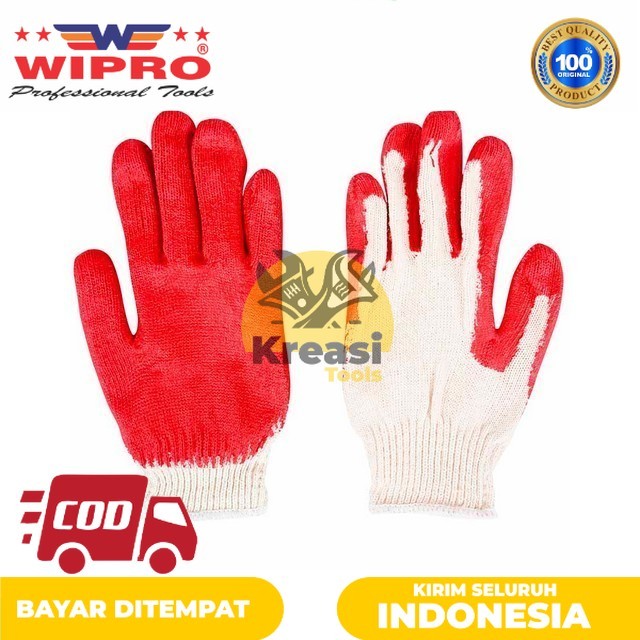 Kreasi Tools | Wipro Sarung Tangan Katun Kombinasi Karet Merah