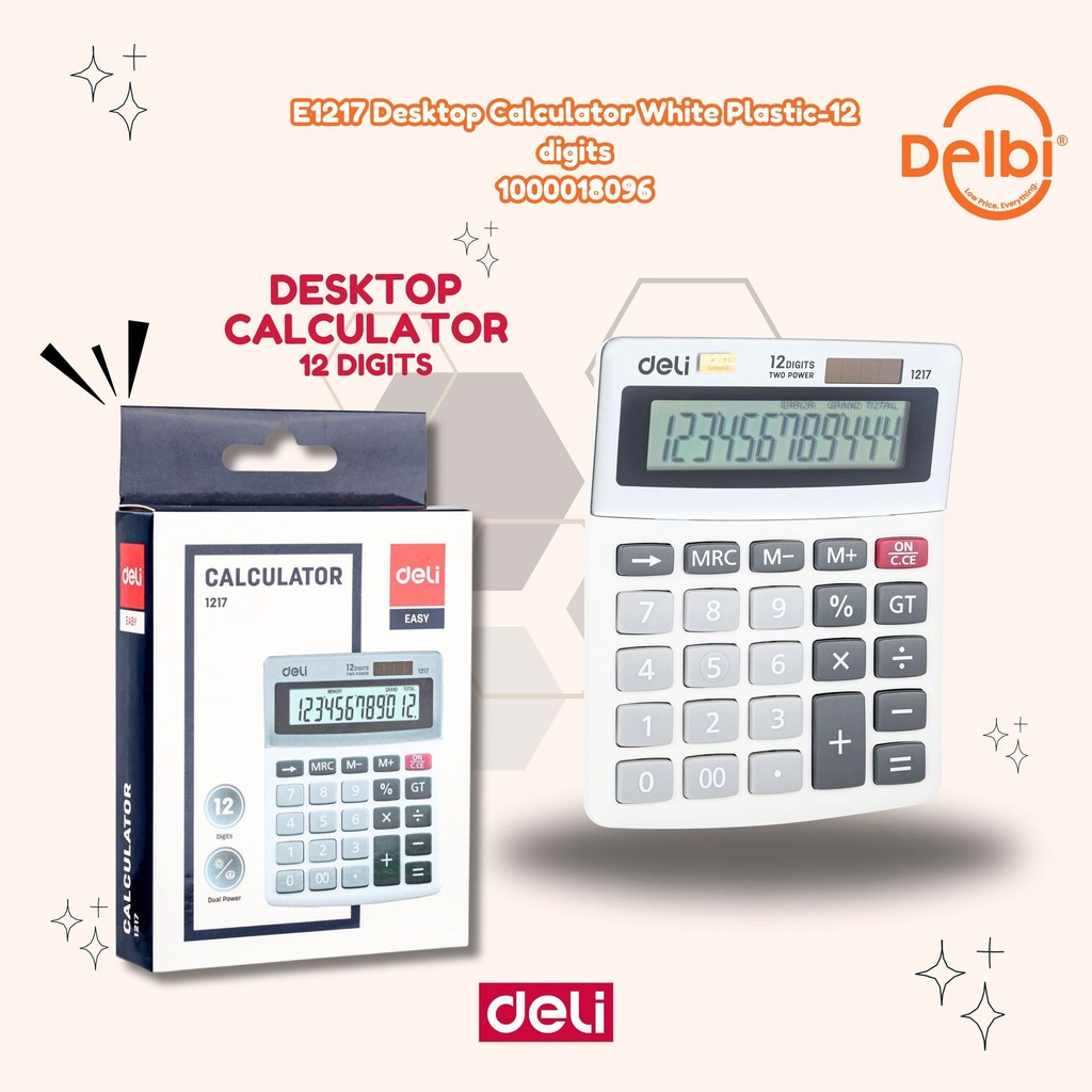 

DELI - KAKULATOR / CALCULATOR E1217 12 DIGIT WARNA WHITE E1217 Desktop Calculator White Plastic-12 digits