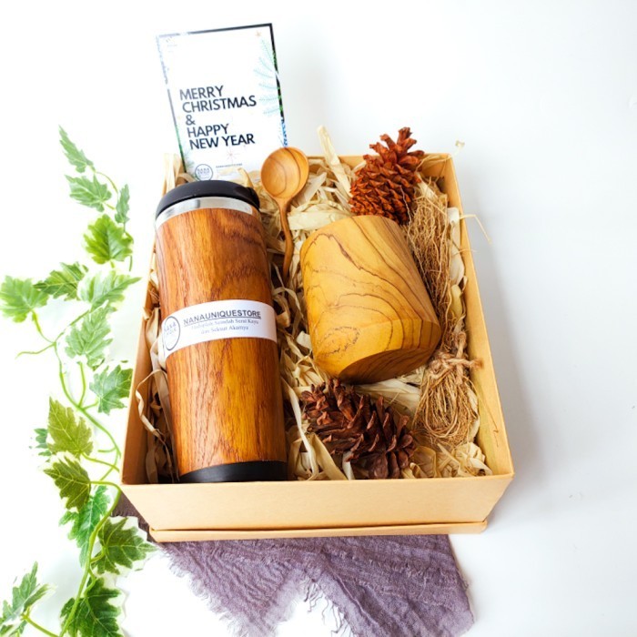 

Hampers Lebaran Hempers Natal Kado Ulang Tahun Tumbler & Mug Kayu Jati - LUWINA //32