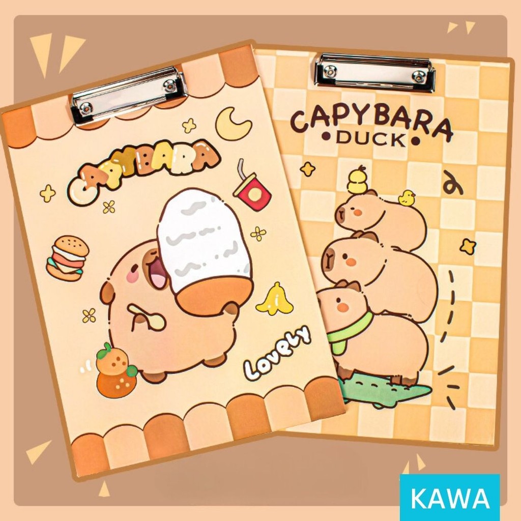 

KAWA Papan Jalan Ujian Clipboard Tatakan Kertas A4 Single Layer Motif Capybara Lucu Kartun Kapibara Estetik Aesthetic