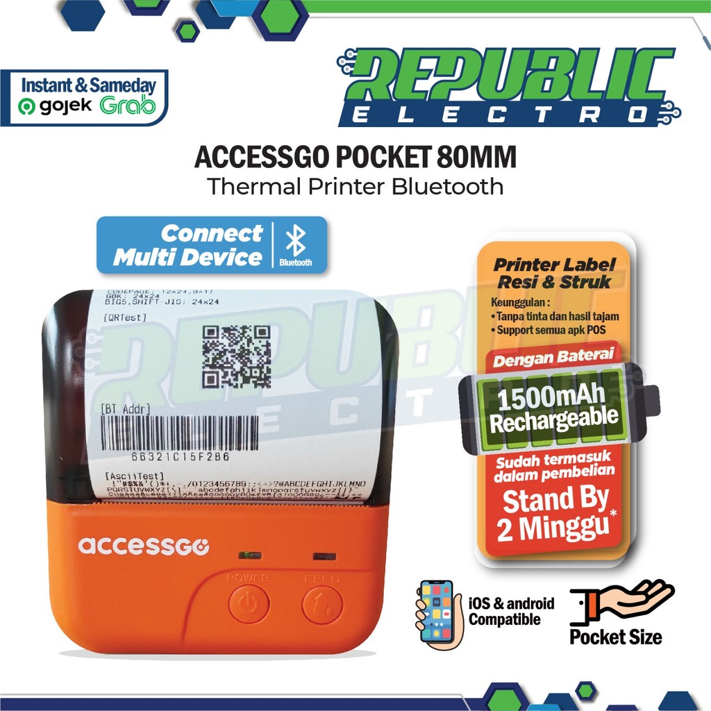 Printer Thermal Resi ACCESSGO PPS80 Printer Pocket Thermal 80MM